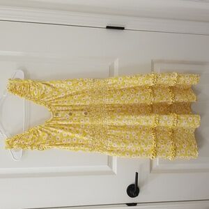 No Boundaries Sleeveless XL Yellow Floral Button Detail Summer Dress